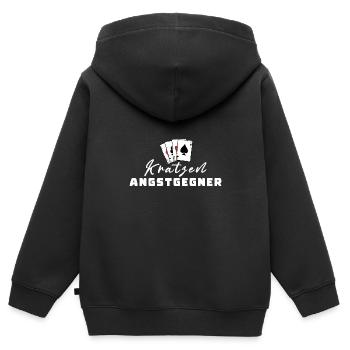 Kratzen Angstgegner - Kinder Premium Organic Zip Hoodie - Schwarz - Hinten - AI Model Kid Male (0cm)