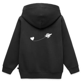 Reisen - Kinder Premium Organic Zip Hoodie - Schwarz - Hinten - AI Model Kid Male (0cm)