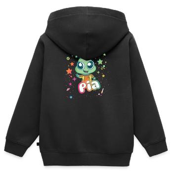 PIA - Beautiful Girl Name with Cute Alien - Kids Premium Organic Zip-up Hoodie - black - Back - AI Model Kid Male (0cm)