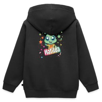 MATILDA - Schöner Mädchen Name mit süßem Alien - Kinder Premium Organic Zip Hoodie - Schwarz - Hinten - AI Model Kid Male (0cm)