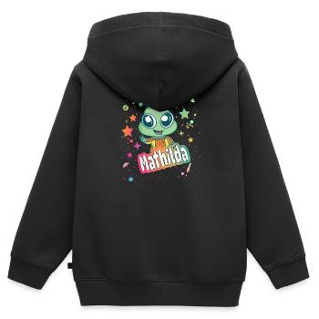 MATHILDA - Schöner Mädchen Name mit süßem Alien - Kinder Premium Organic Zip Hoodie - Schwarz - Hinten - AI Model Kid Male (0cm)