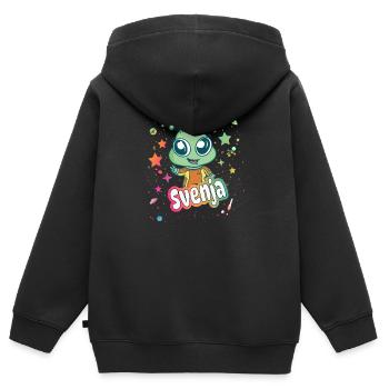 SVENJA - Schöner Mädchen Name mit süßem Alien - Kinder Premium Organic Zip Hoodie - Schwarz - Hinten - AI Model Kid Male (0cm)