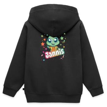 JANNIS - Beautiful boy name with cute alien - Kids Premium Organic Zip-up Hoodie - black - Back - AI Model Kid Male (0cm)