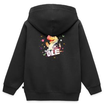 OLE - Beau prénom de garçon avec mignon DINO T-REX - Sweat Premium à capuche zippé enfant bio - noir - Dos - AI Model Kid Male (0cm)