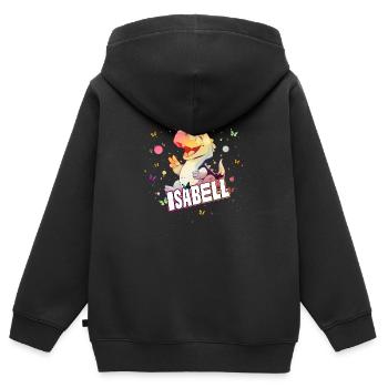 ISABELL - Beautiful GIRL name with cute DINO - Kids Premium Organic Zip-up Hoodie - black - Back - AI Model Kid Male (0cm)