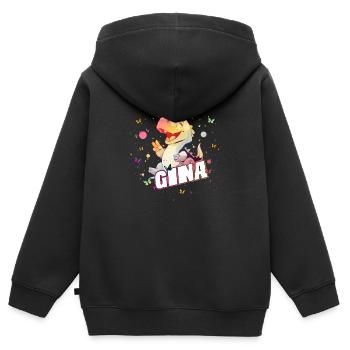 GINA - Schöner MÄDCHEN Name mit süßem DINO - Kinder Premium Organic Zip Hoodie - Schwarz - Hinten - AI Model Kid Male (0cm)
