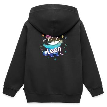LEON - Schöner Jungen Name mit süßem Waschbär - Kinder Premium Organic Zip Hoodie - Schwarz - Hinten - AI Model Kid Male (0cm)