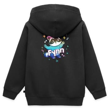 FYNN - Beau nom de garçon avec un raton laveur mignon - Sweat Premium à capuche zippé enfant bio - noir - Dos - AI Model Kid Male (0cm)