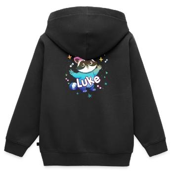 LUKE - Schöner Jungen Name mit süßem Waschbär - Kinder Premium Organic Zip Hoodie - Schwarz - Hinten - AI Model Kid Male (0cm)