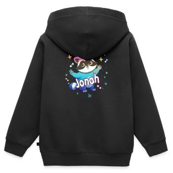 JONAH - Beautiful boy name with cute raccoon - Kids Premium Organic Zip-up Hoodie - black - Back - AI Model Kid Male (0cm)
