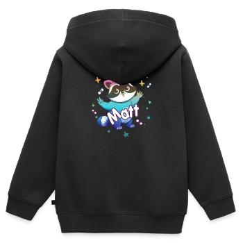 MATT - Beau nom de garçon avec un raton laveur mignon - Sweat Premium à capuche zippé enfant bio - noir - Dos - AI Model Kid Male (0cm)