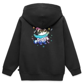 FRANK - Beautiful boy name with cute raccoon - Kids Premium Organic Zip-up Hoodie - black - Back - AI Model Kid Male (0cm)