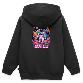 MATEO - Schöner Jungen Name mit coolem Astronaut - Kinder Premium Organic Zip Hoodie - Schwarz - Hinten - AI Model Kid Male (0cm)