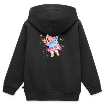 LUKE - Schöner Jungen Name mit süßem Astronaut - Kinder Premium Organic Zip Hoodie - Schwarz - Hinten - AI Model Kid Male (0cm)