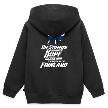 Die Stimme Finnland - Kinder Premium Organic Zip Hoodie - Schwarz - Hinten - AI Model Kid Male (0cm)