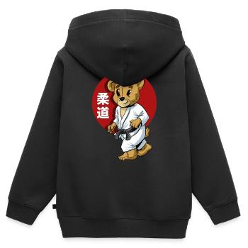 Judo Kinder Maskottchen - Kinder Premium Organic Zip Hoodie - Schwarz - Hinten - AI Model Kid Male (0cm)
