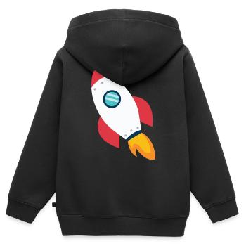 rocket - Kids Premium Organic Zip-up Hoodie - black - Back - AI Model Kid Male (0cm)