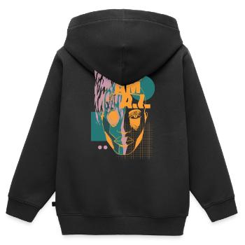 KUNST: Who Am I T-Shirt - Kinder Premium Organic Zip Hoodie - Schwarz - Hinten - AI Model Kid Male (0cm)