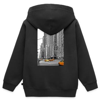 NYC Yellow Cabs Radio City - Sweat Premium à capuche zippé enfant bio - noir - Dos - AI Model Kid Male (0cm)