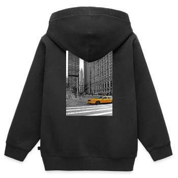 NYC Yellow Cabs Trinity Place - Sweat Premium à capuche zippé enfant bio - noir - Dos - AI Model Kid Male (0cm)