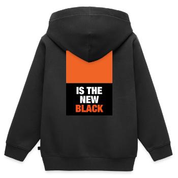 RED-YELLOW is the new BLACK - Kinder Premium Organic Zip Hoodie - Schwarz - Hinten - AI Model Kid Male (0cm)