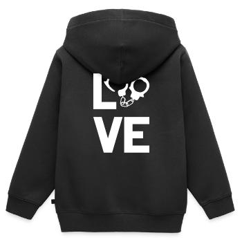 Polizei Handschellen Love - Kinder Premium Organic Zip Hoodie - Schwarz - Hinten - AI Model Kid Male (0cm)