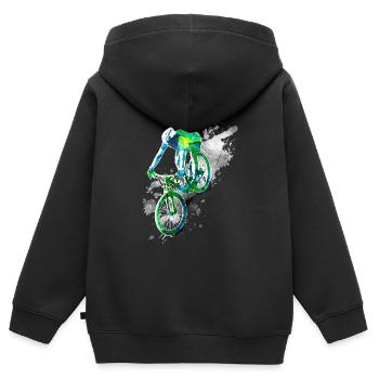 Downhill action - Kinder Premium Organic Zip Hoodie - Schwarz - Hinten - AI Model Kid Male (0cm)