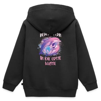 Erste Klasse Einschulung Schulstart Delphin - Kinder Premium Organic Zip Hoodie - Schwarz - Hinten - AI Model Kid Male (0cm)