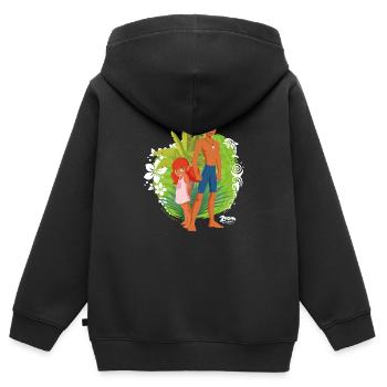 Zoom Der Weiße Delfin Yann & Marina - Kinder Premium Organic Zip Hoodie - Schwarz - Hinten - AI Model Kid Male (0cm)