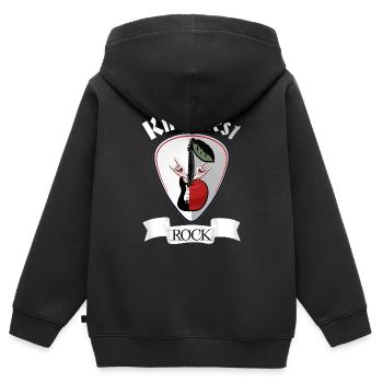 Kirschfest Plektrum Rock Gitarre und Kirschen - Kinder Premium Organic Zip Hoodie - Schwarz - Hinten - AI Model Kid Male (0cm)