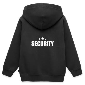 Sécurité Portier Sécurité - Sweat Premium à capuche zippé enfant bio - noir - Dos - AI Model Kid Male (0cm)
