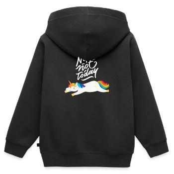 Nope Not Today - Lazy Unicorn - Sweat Premium à capuche zippé enfant bio - noir - Dos - AI Model Kid Male (0cm)