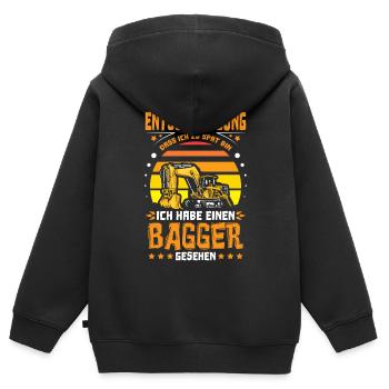 Bagger Entschuldigung ich habe einen Bagger - Kinder Premium Organic Zip Hoodie - Schwarz - Hinten - AI Model Kid Male (0cm)