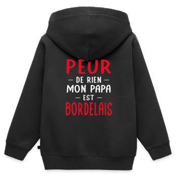 Je n'ai peur de rien mon papa est Bordelais - Sweat Premium à capuche zippé enfant bio - noir - Dos - AI Model Kid Male (0cm)