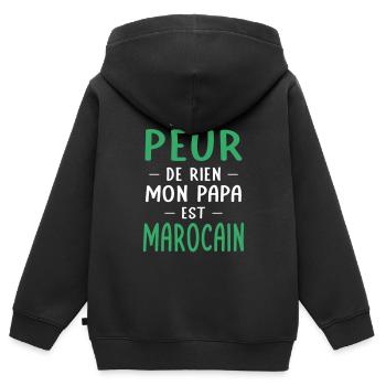 Je n'ai peur de rien mon papa est Marocain - Sweat Premium à capuche zippé enfant bio - noir - Dos - AI Model Kid Male (0cm)