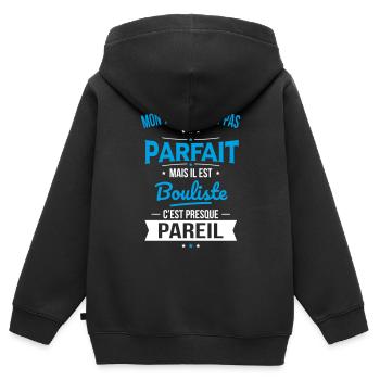 Mon tonton n'est pas parfait - Bouliste - Sweat Premium à capuche zippé enfant bio - noir - Dos - AI Model Kid Male (0cm)