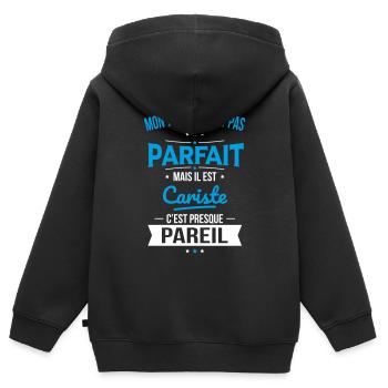 Mon tonton n'est pas parfait - Cariste - Sweat Premium à capuche zippé enfant bio - noir - Dos - AI Model Kid Male (0cm)