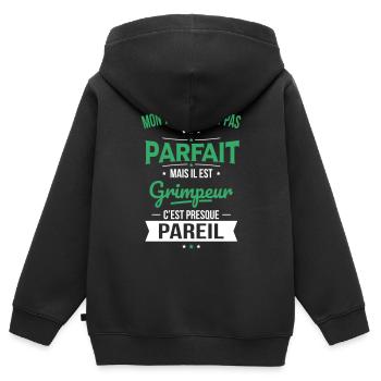 Mon tonton n'est pas parfait - Grimpeur - Sweat Premium à capuche zippé enfant bio - noir - Dos - AI Model Kid Male (0cm)