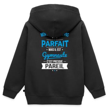 Mon tonton n'est pas parfait - Gymnaste - Sweat Premium à capuche zippé enfant bio - noir - Dos - AI Model Kid Male (0cm)