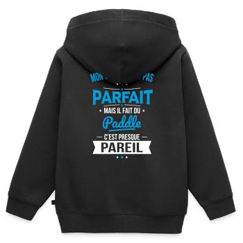 Mon tonton n'est pas parfait - Paddle - Sweat Premium à capuche zippé enfant bio - noir - Dos - AI Model Kid Male (0cm)