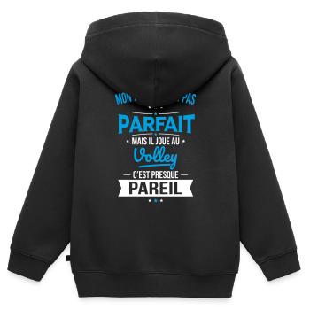 Mon tonton n'est pas parfait - Volley - Sweat Premium à capuche zippé enfant bio - noir - Dos - AI Model Kid Male (0cm)