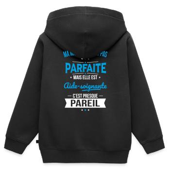 Ma marraine n'est pas parfaite - Aide-soignante - Sweat Premium à capuche zippé enfant bio - noir - Dos - AI Model Kid Male (0cm)