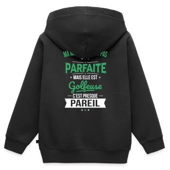 Ma marraine n'est pas parfaite - Golfeuse - Sweat Premium à capuche zippé enfant bio - noir - Dos - AI Model Kid Male (0cm)