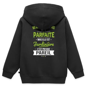 Ma marraine n'est pas parfaite - Jardinière - Sweat Premium à capuche zippé enfant bio - noir - Dos - AI Model Kid Male (0cm)