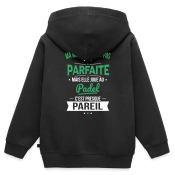 Ma marraine n'est pas parfaite - Padel - Sweat Premium à capuche zippé enfant bio - noir - Dos - AI Model Kid Male (0cm)