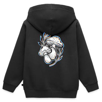 Champignons psychédéliques - Sweat Premium à capuche zippé enfant bio - noir - Dos - AI Model Kid Male (0cm)