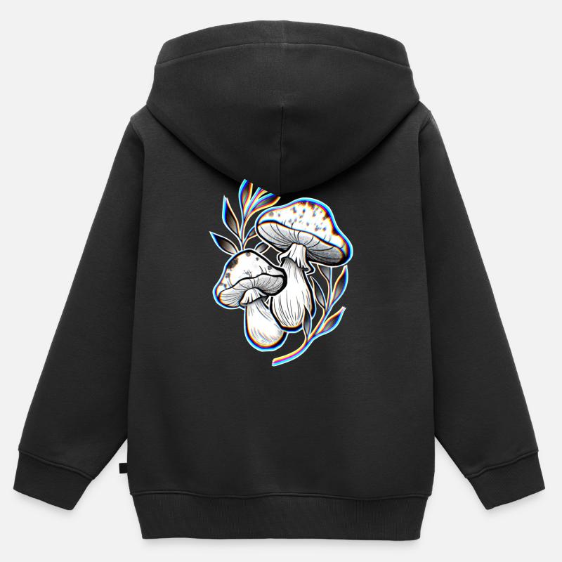 Champignons psychédéliques - Sweat Premium à capuche zippé enfant bio - noir