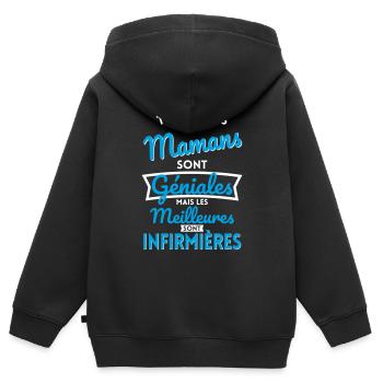 Mamans géniales les meilleures sont Infirmières - Sweat Premium à capuche zippé enfant bio - noir - Dos - AI Model Kid Male (0cm)
