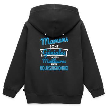 Mamans géniales les meilleures sont Bourguignonnes - Sweat Premium à capuche zippé enfant bio - noir - Dos - AI Model Kid Male (0cm)