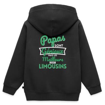 Papas géniaux mais les meilleurs sont Limousins - Sweat Premium à capuche zippé enfant bio - noir - Dos - AI Model Kid Male (0cm)